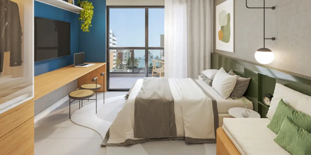 Studio de 28 m² decorado no Concept Jatiúca, Maceió